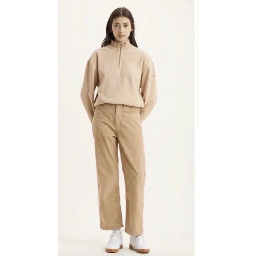 Levi's Premium  Ribcage Straight Ankle Corduroy Jeans Women 25 x 27 Granola Tan